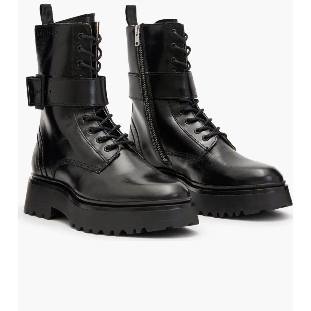 AllSaints Black Leather Combat Boots